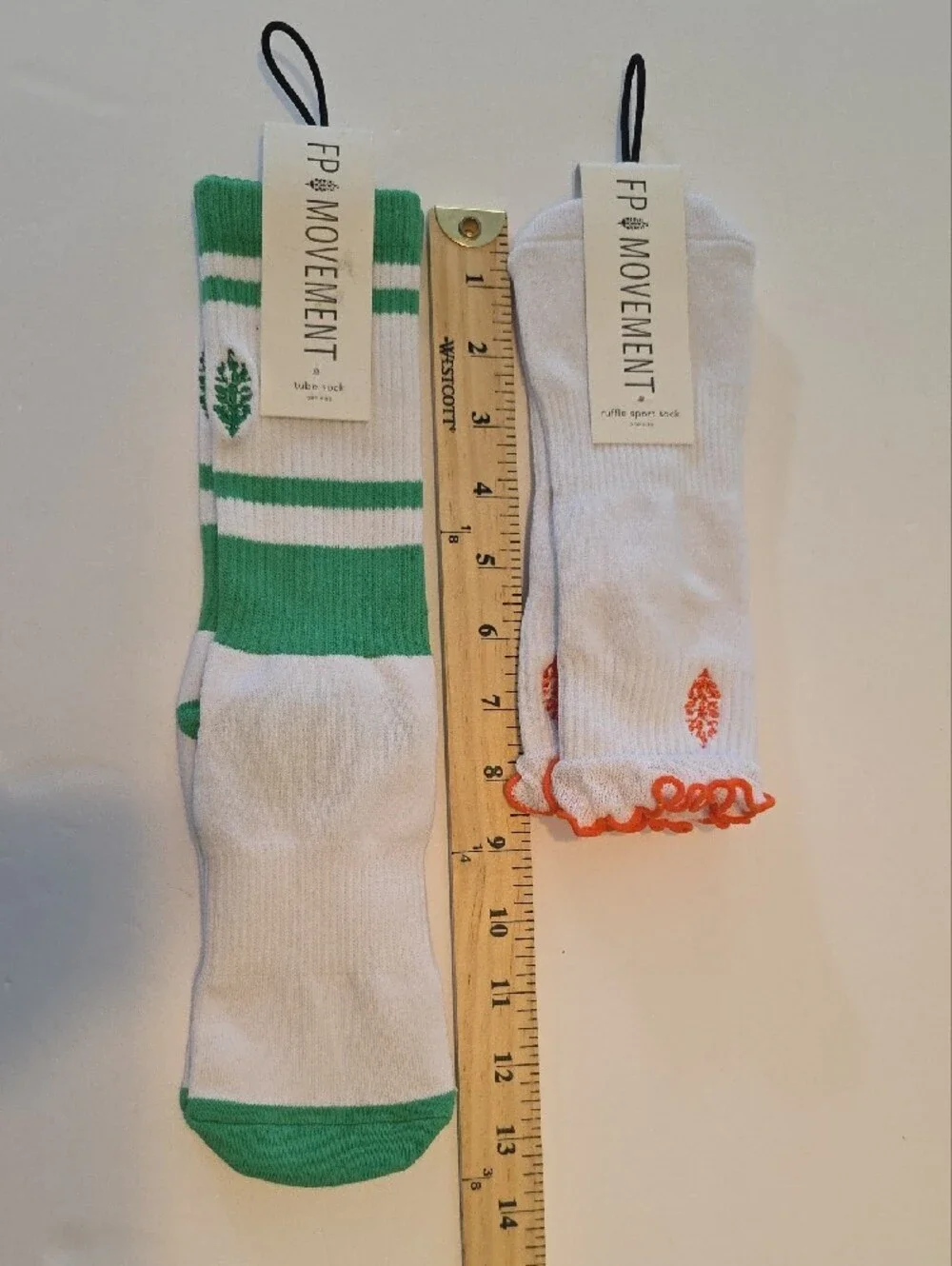 FP Movement Green Stripe Tube Socks & Orange Ruffle Sport OS NWT Free People